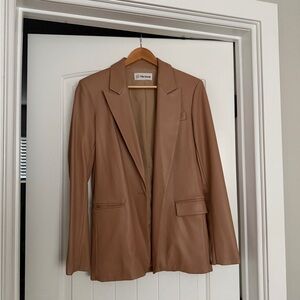 The Drop Women's Tan Faux Leather Blazer